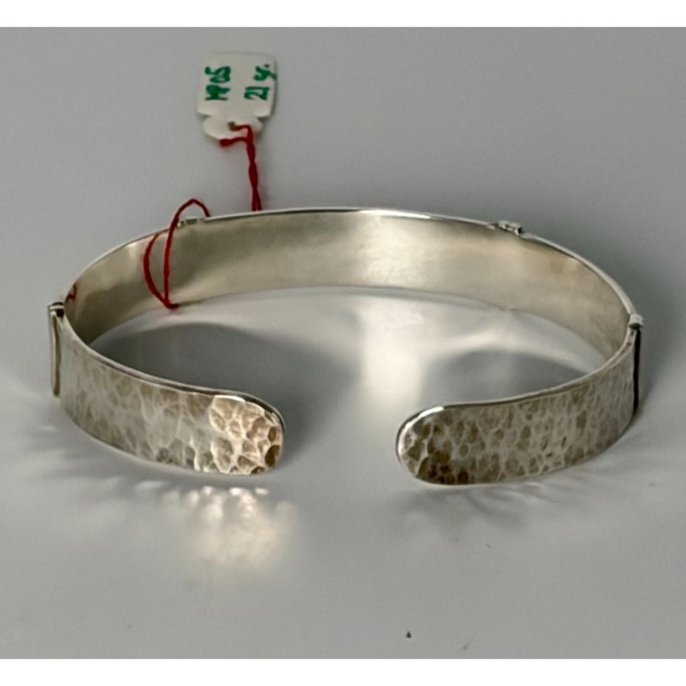Peru 950 Fine Silver Single Band Cuff Bracelet Artisan Geometric Bangle 21g - Picture 2 of 13